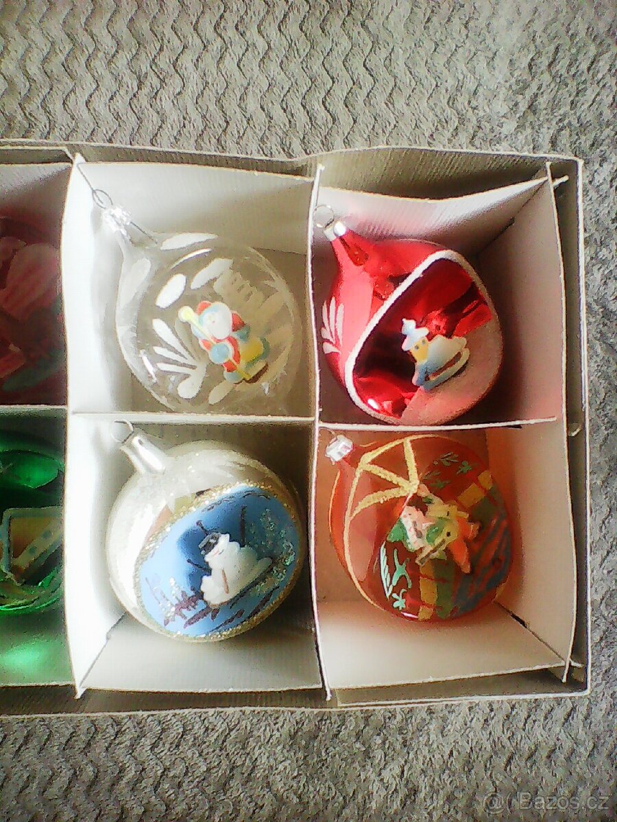 Retro skleněné vánoční ozdoby s vlepem 3 - 3