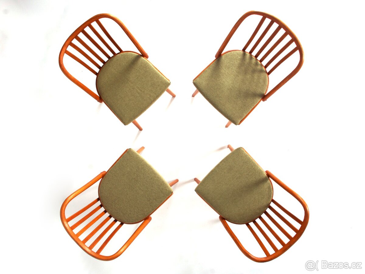 A. Šuman, přečalouněné dubové židle TON 4 kusy. - 3