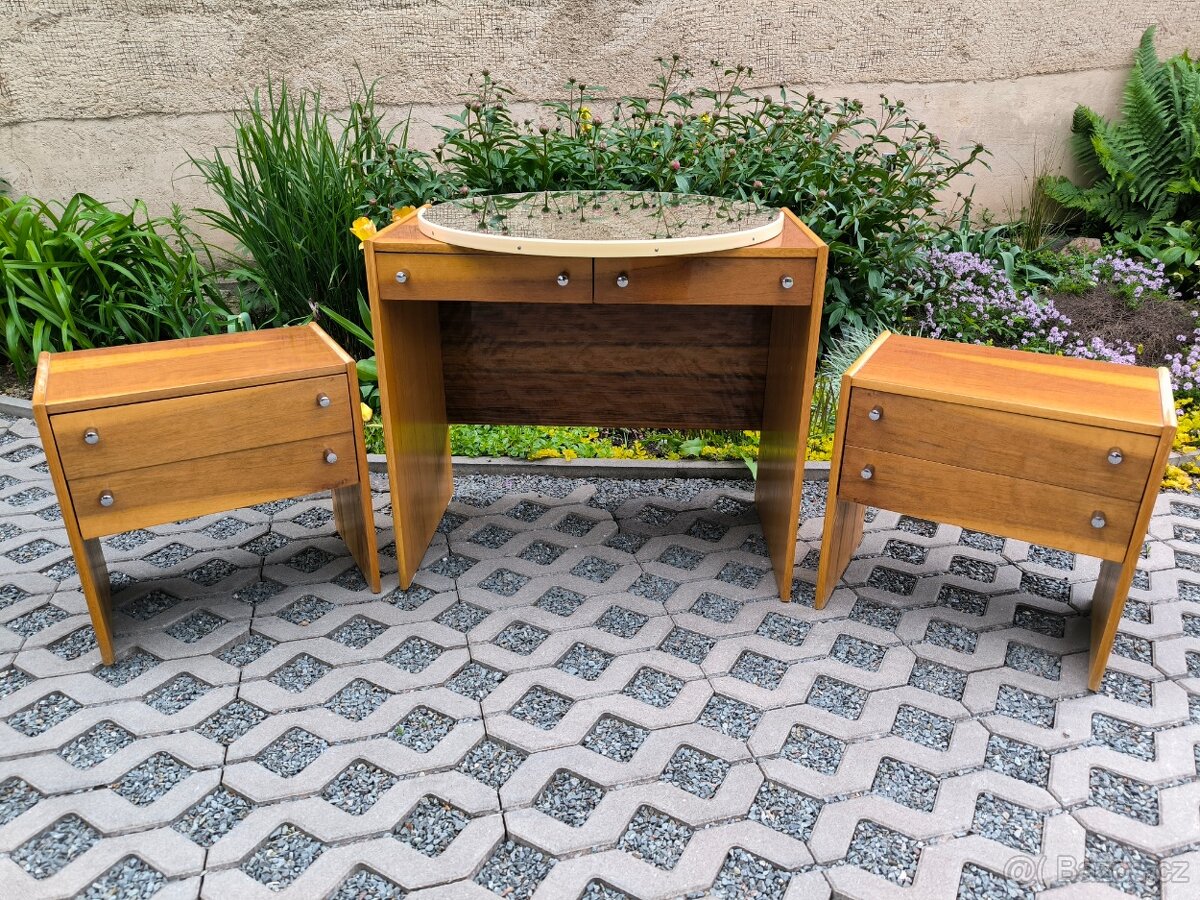 Retro set Femina - noční stolky, toaletka, zrcadlo - 3