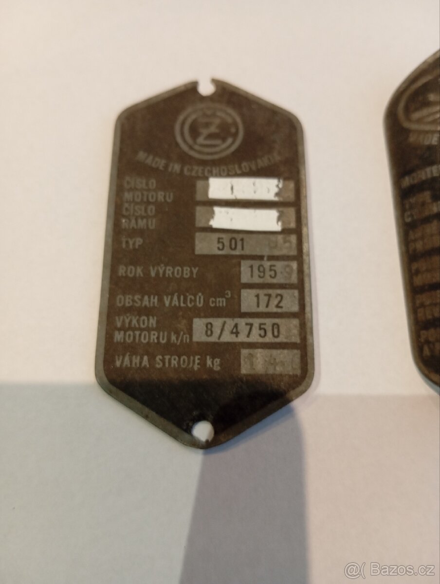 Štítky TP Jawa ČZ - 3