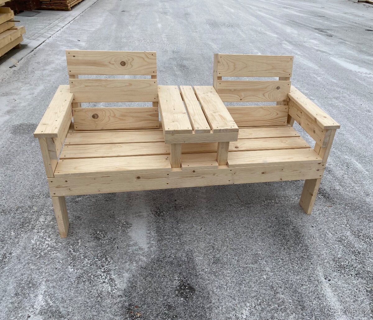 Zahradní lavička s odkládacím stolkem - 3