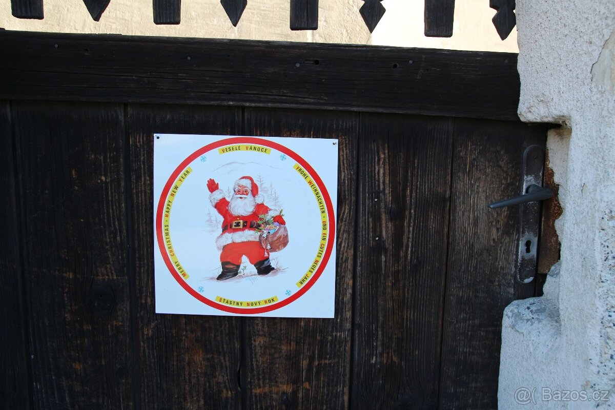 Dekorace Vánoční cedule plechová - 3