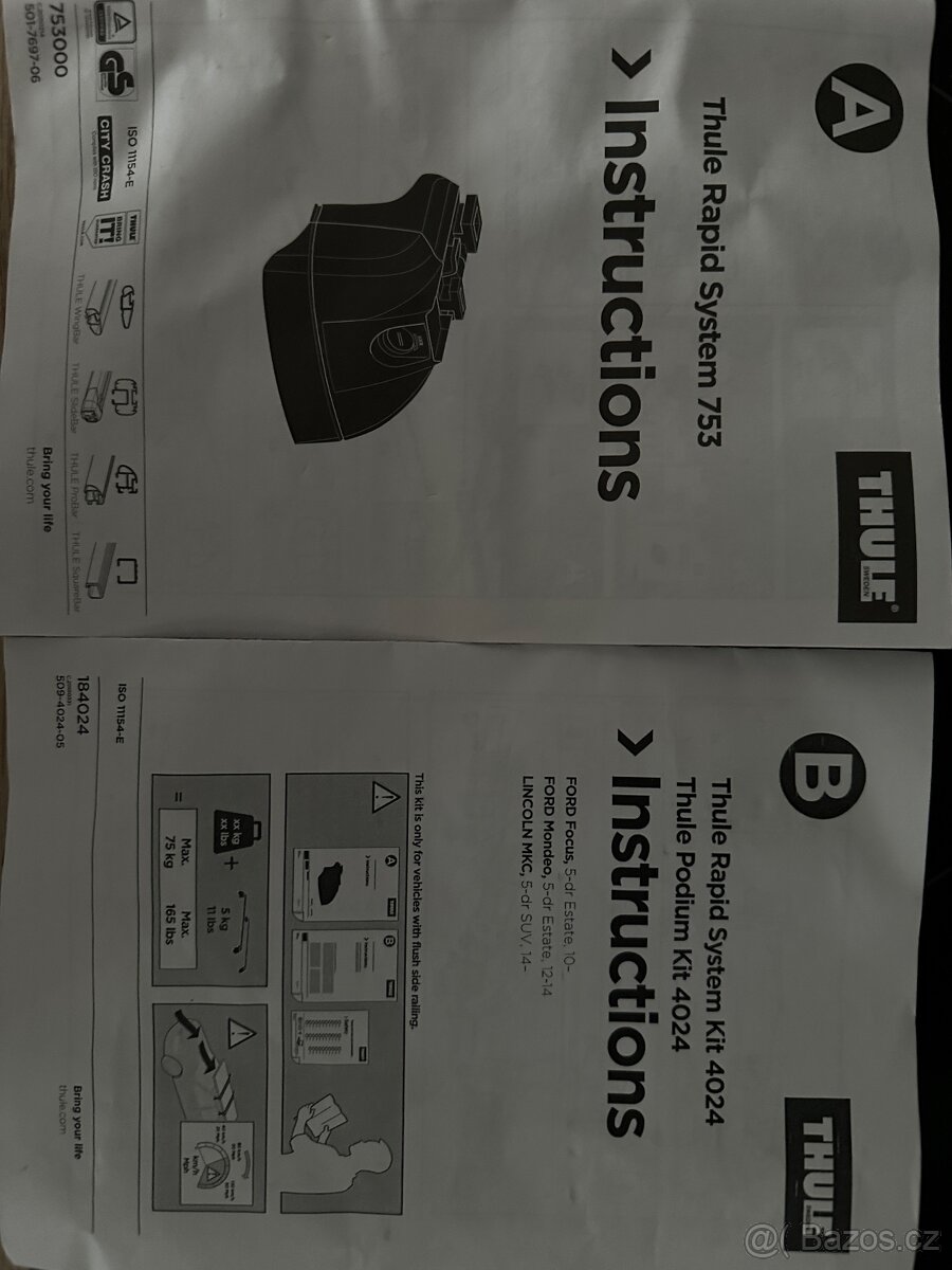 thule patky 753 + montazni kit 4024 - 3