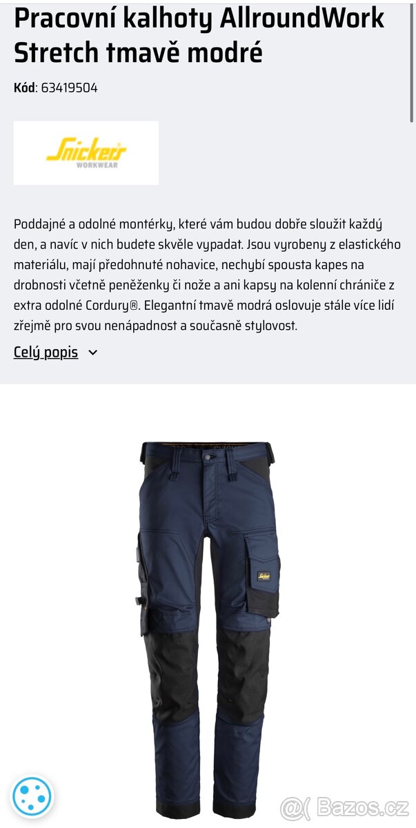 Kalhoty Snickers workwear nové - 3