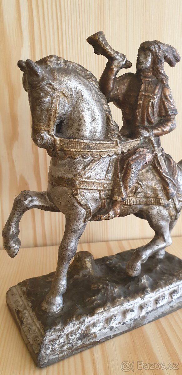 OLDŘICH NA KONI, UMĚLECKÁ PLASTIKA ORIGINÁL SOŠKA 1850-1899 - 3