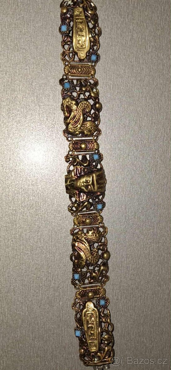 Starožitný filigránový náramek s orientálními motivy , ruční - 3