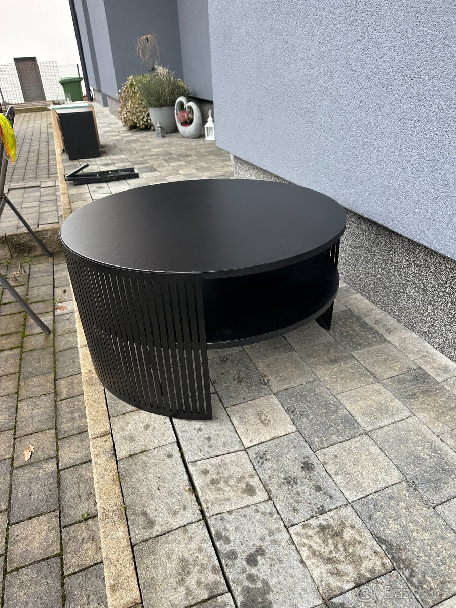 Konferenční stolek REXIO 75×75 cm – černý kovový rám + úložn - 3