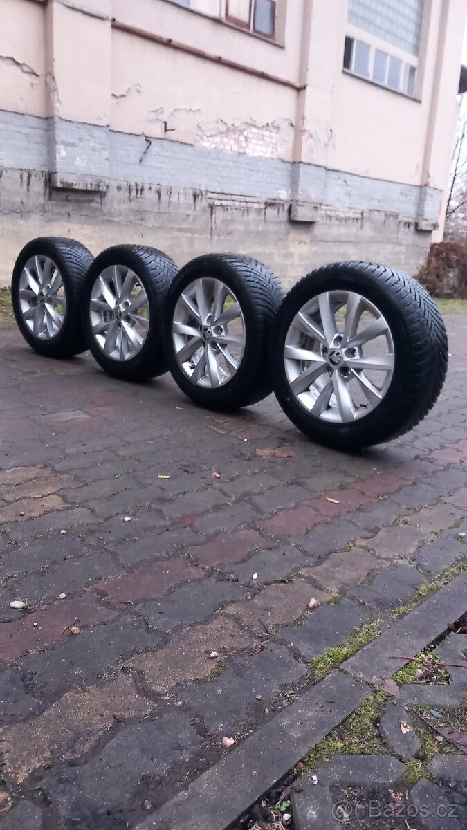 Alu kola 5x112 r16 obutí pěkně zimní pneumatiky 205x55 r16 - 3