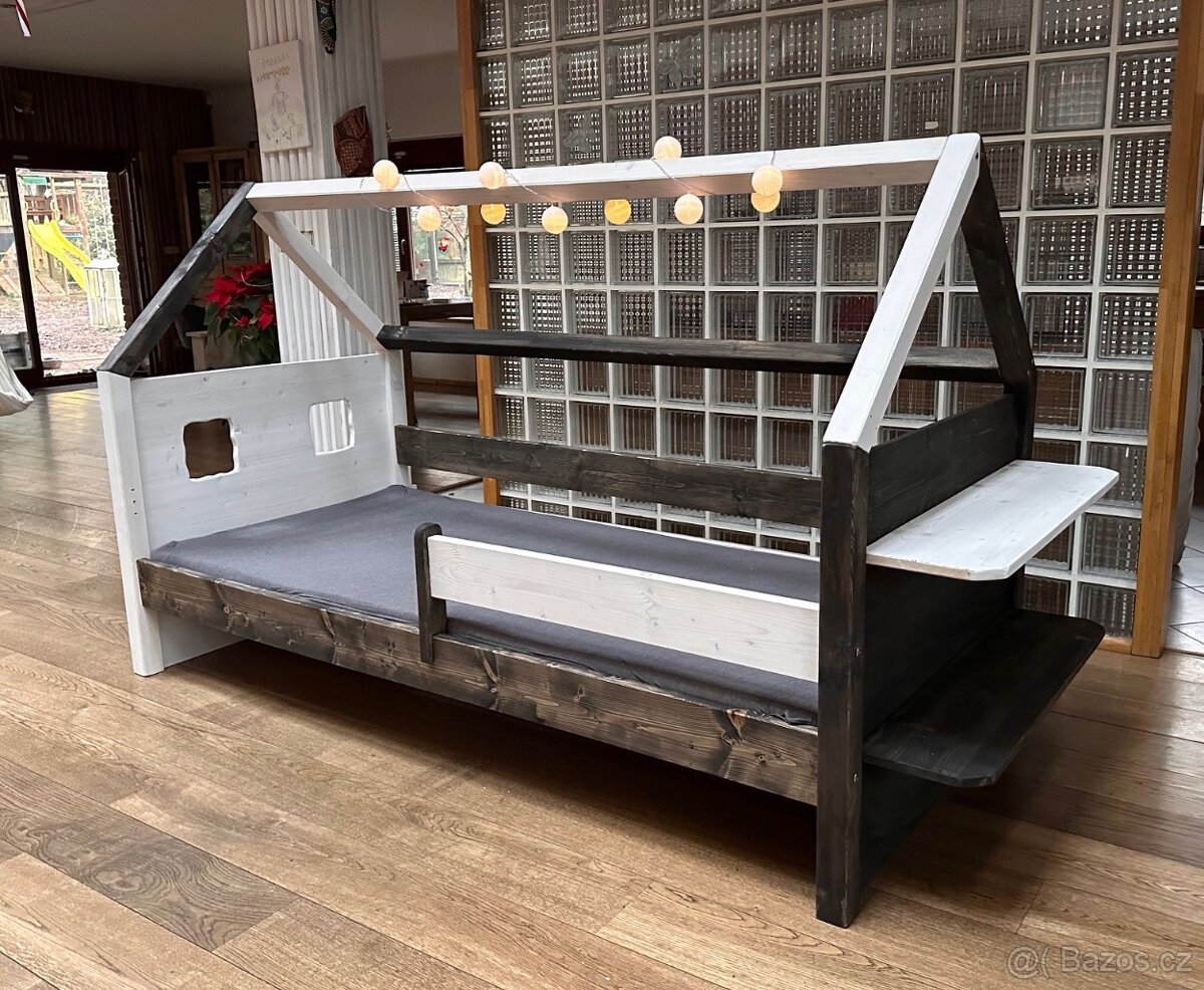 Krásná, dětská domečková postel black/white - 3