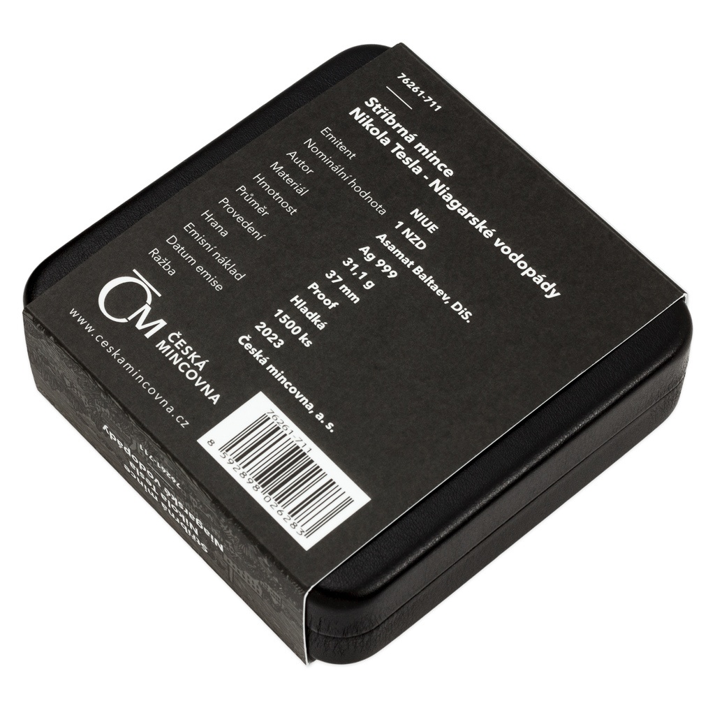 Stříbrná mince Nikola Tesla - Niagarské vodopády proof - 3