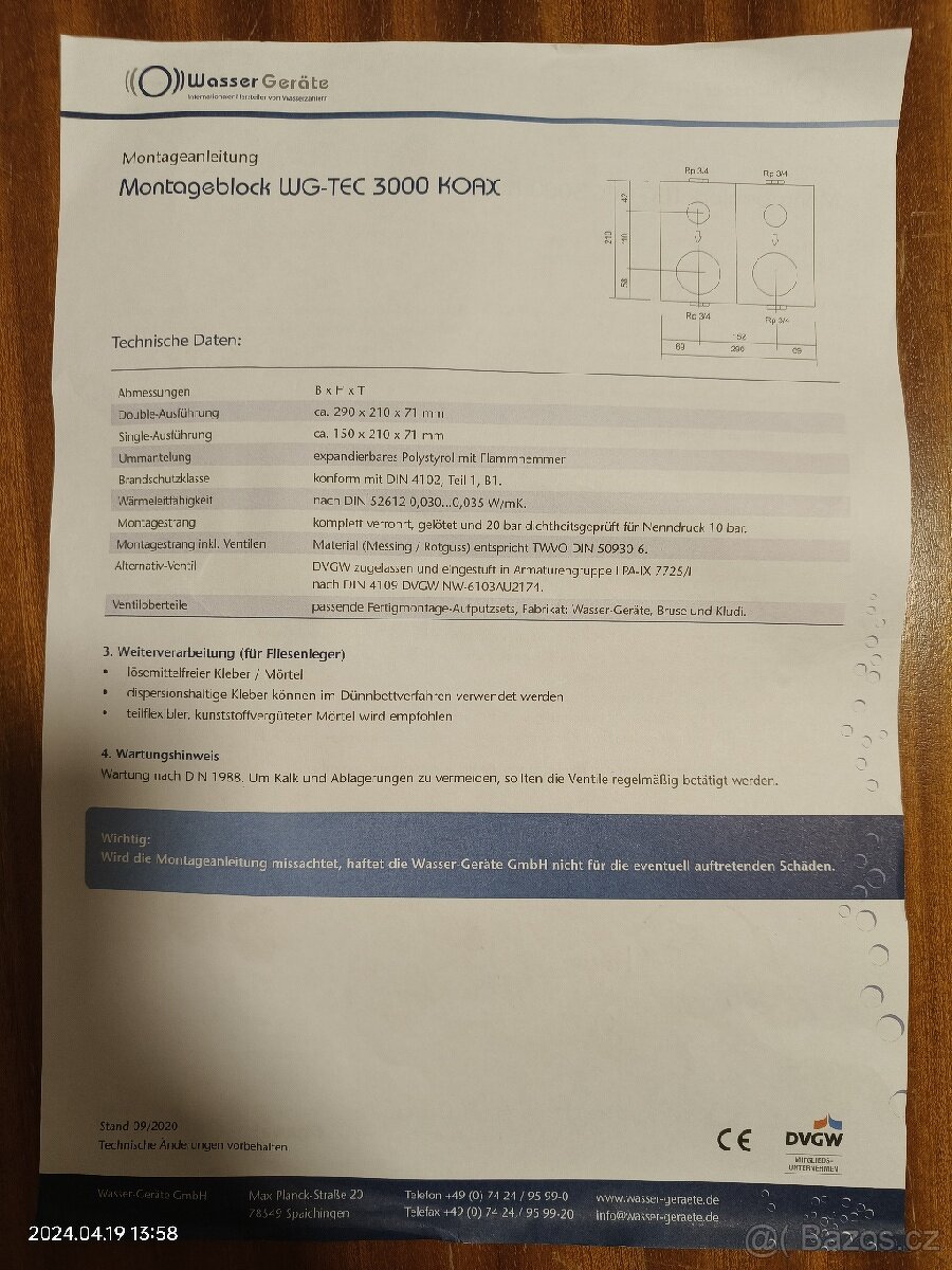 2x Montážní blok pro vodoměr - 3