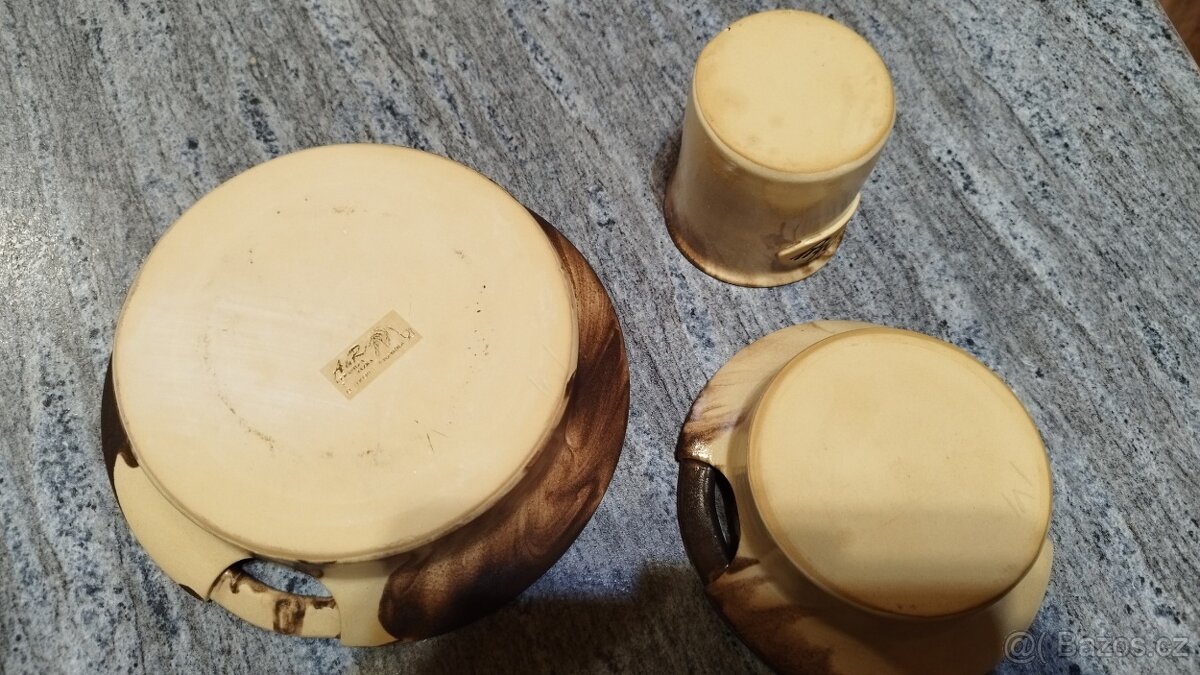 KERAMICKÁ SADA RETRO – 2× MISKA + HRNEČEK - 3