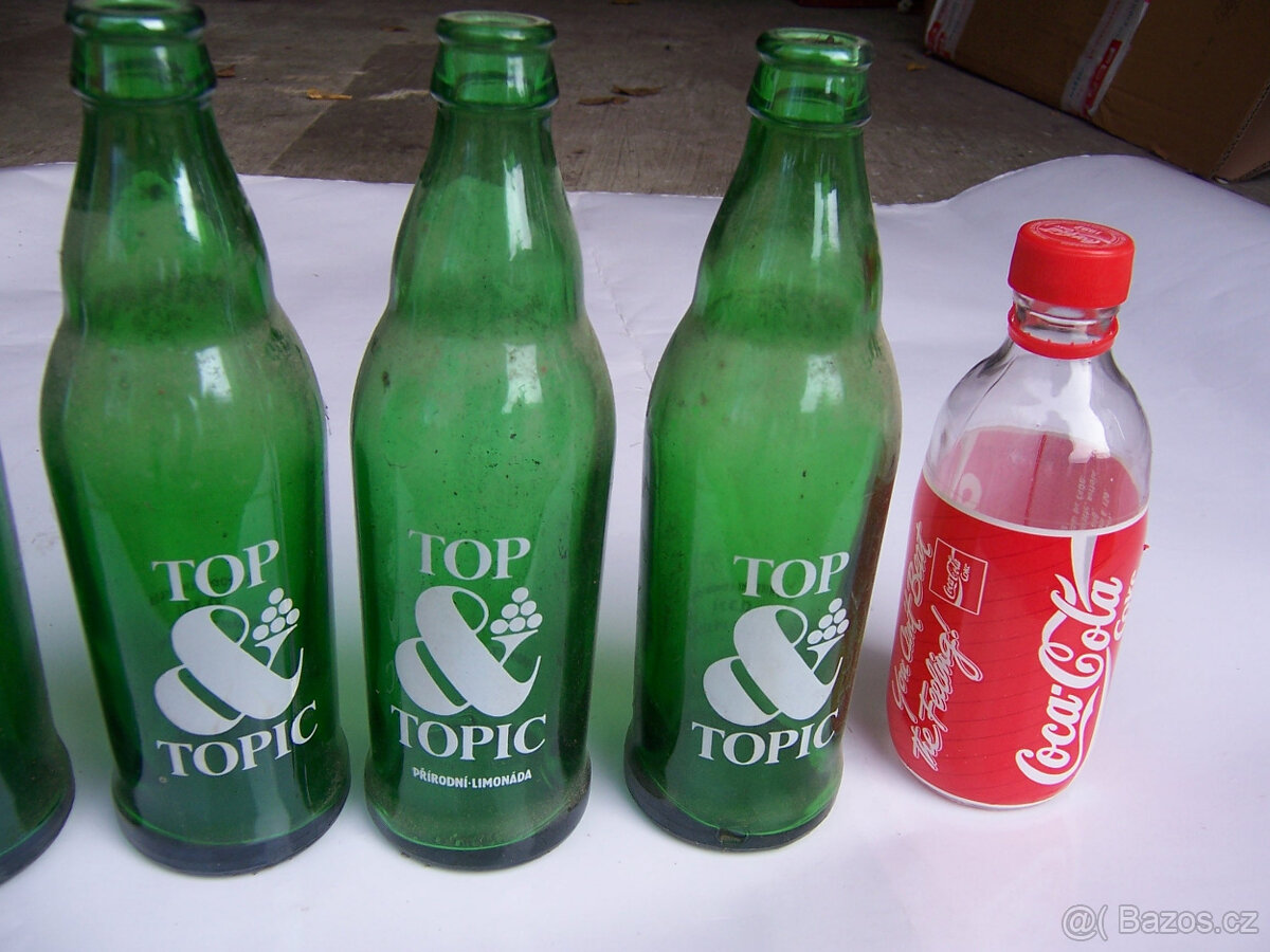 lahve od top topicu a coly, cizí, retro - 3