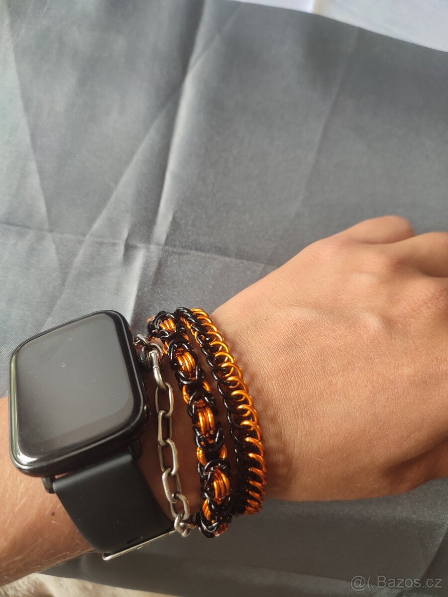 Náramek z kroužků oranžová a černá - 3