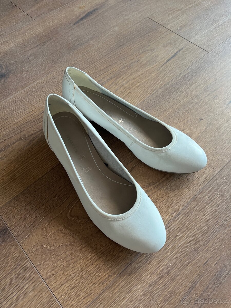 Lodičky bílé #Lodicky kožené #Lodičky na klínku - 3