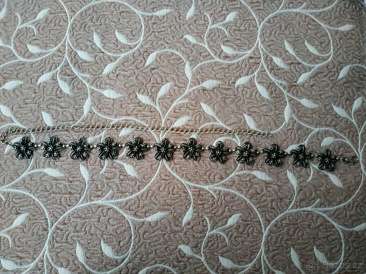 Kovový pásek s květy - nový - 3