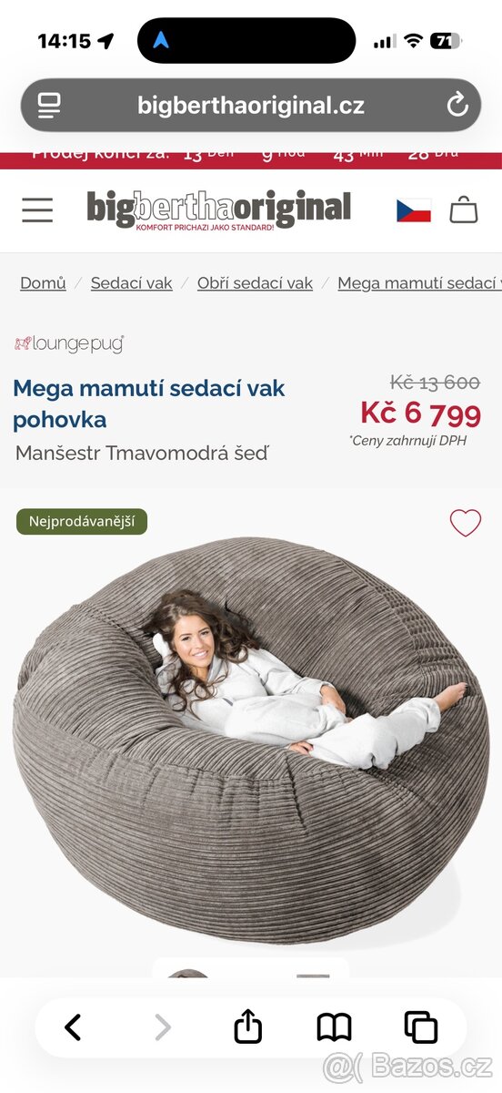 Prodám vak značky BigBerthaoriginal průměr 140 cm - 3