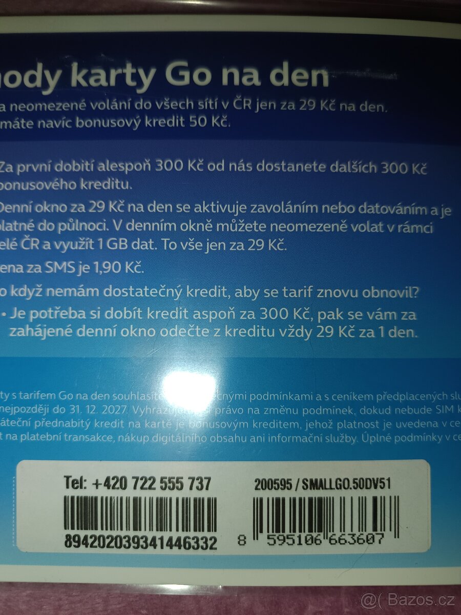 SIM KARTA NOVÁ tel.č 722 555 737 - 3