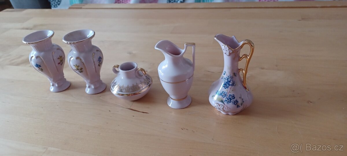 Originální miniatury z růžového Karlovarského porcelánu - 3