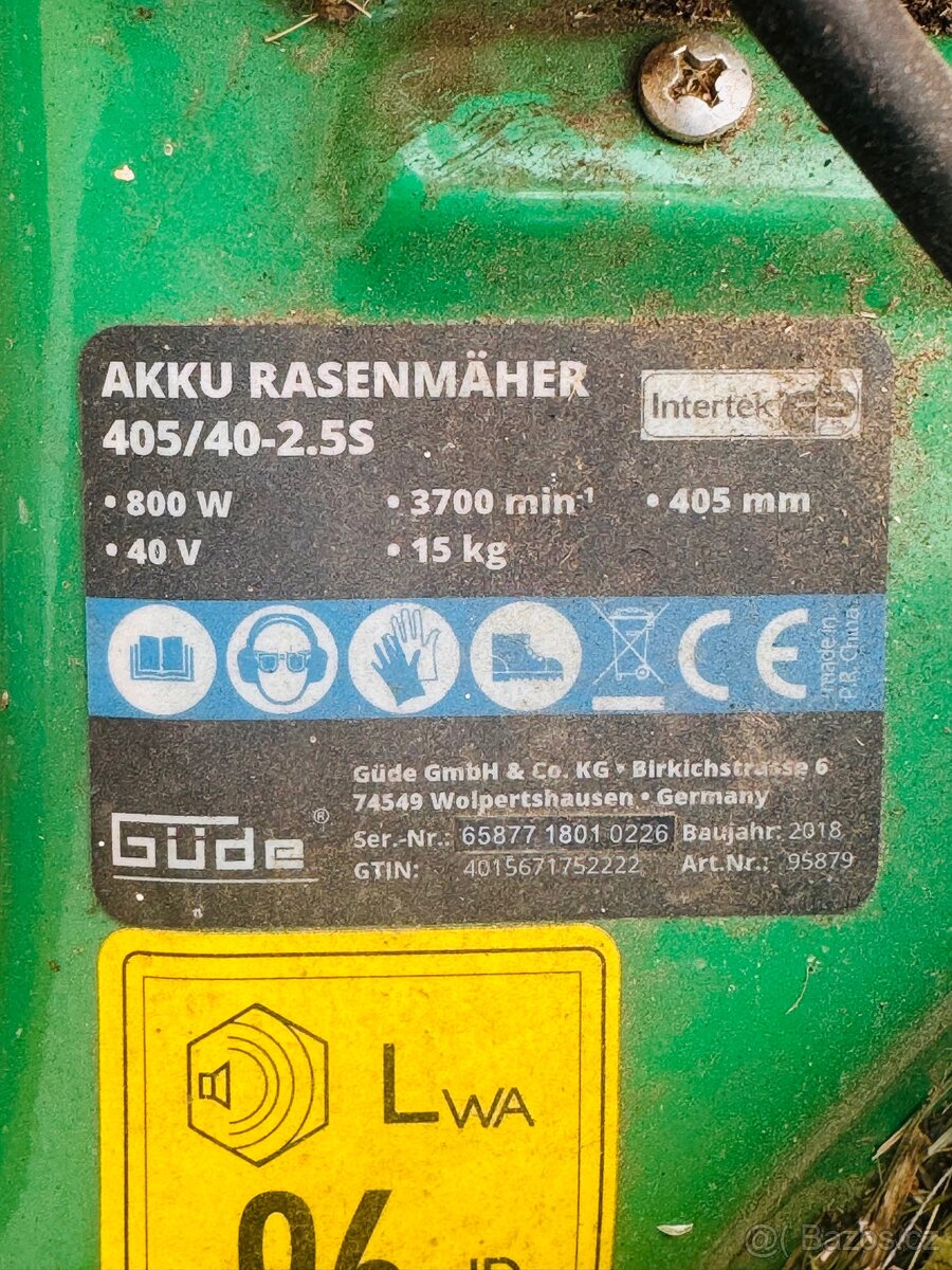 Gude Aku sekačka 800V/40V + baterie a rychlonabíječka - 3