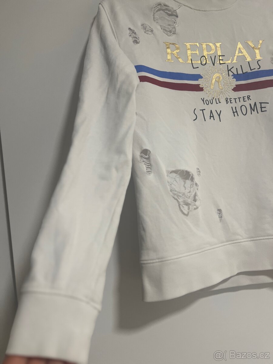 Bílá mikina Replay - 3