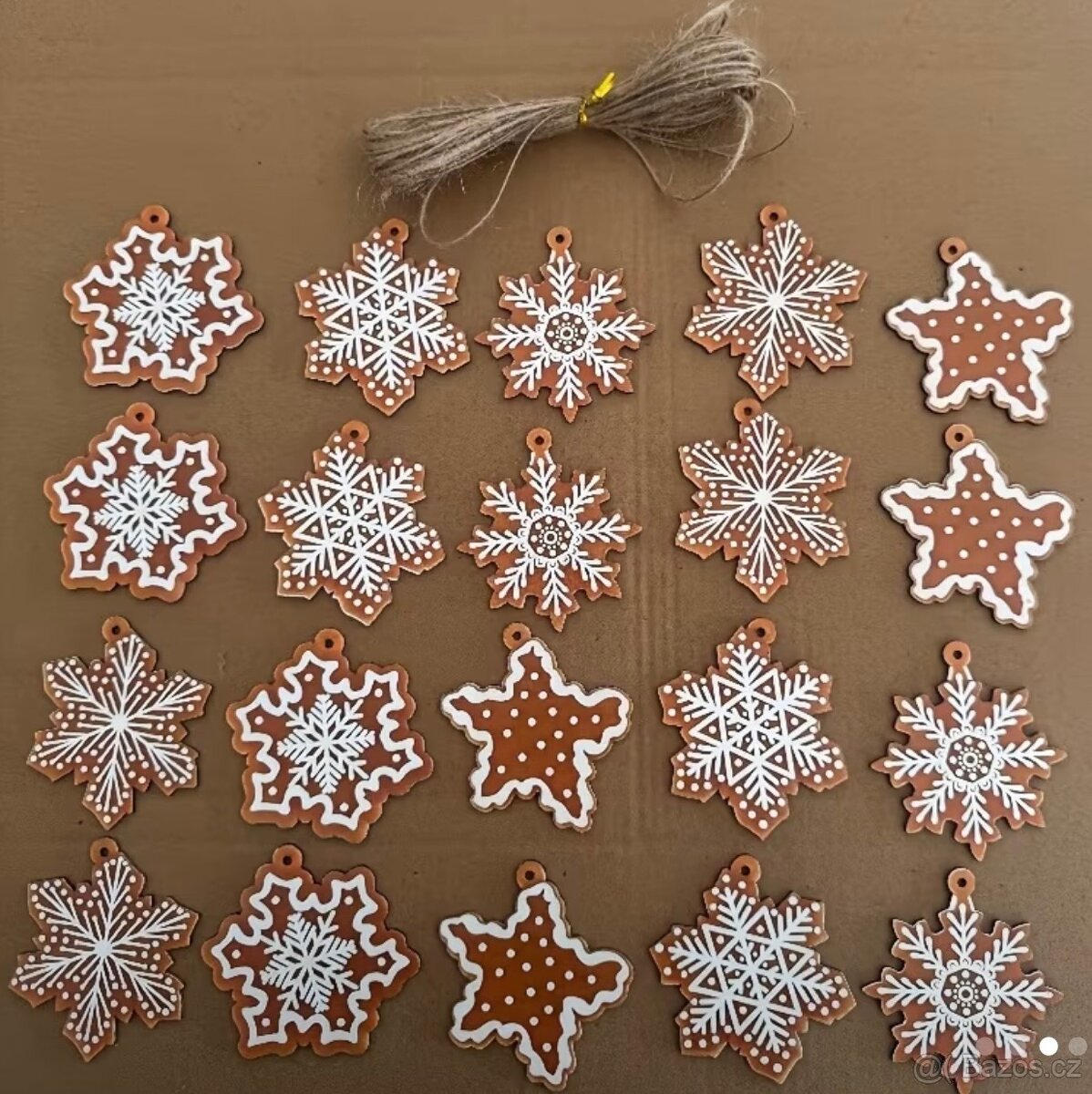 Drevene ozdoby vlocky na stromek 20ks - 3