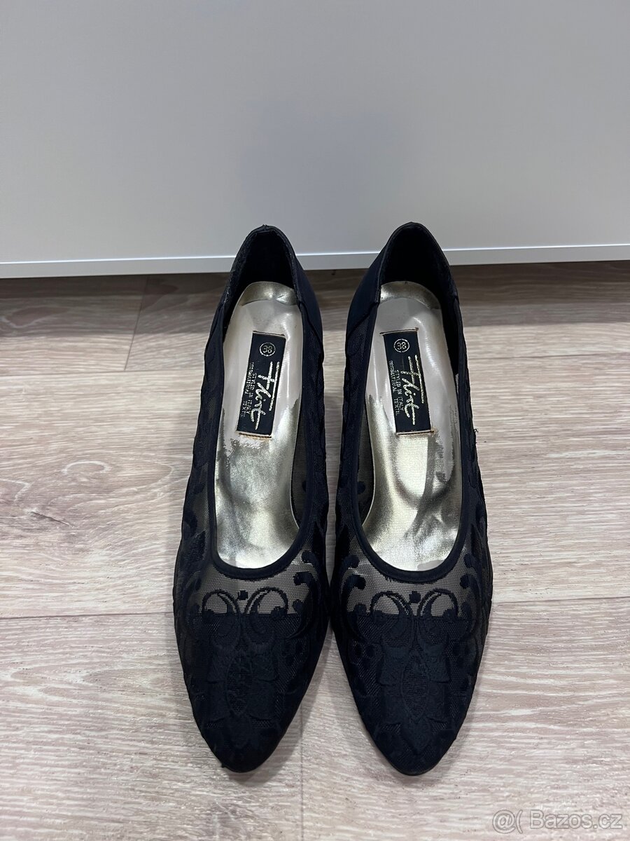 Černé lodičky 38 plesové síťovina - 3