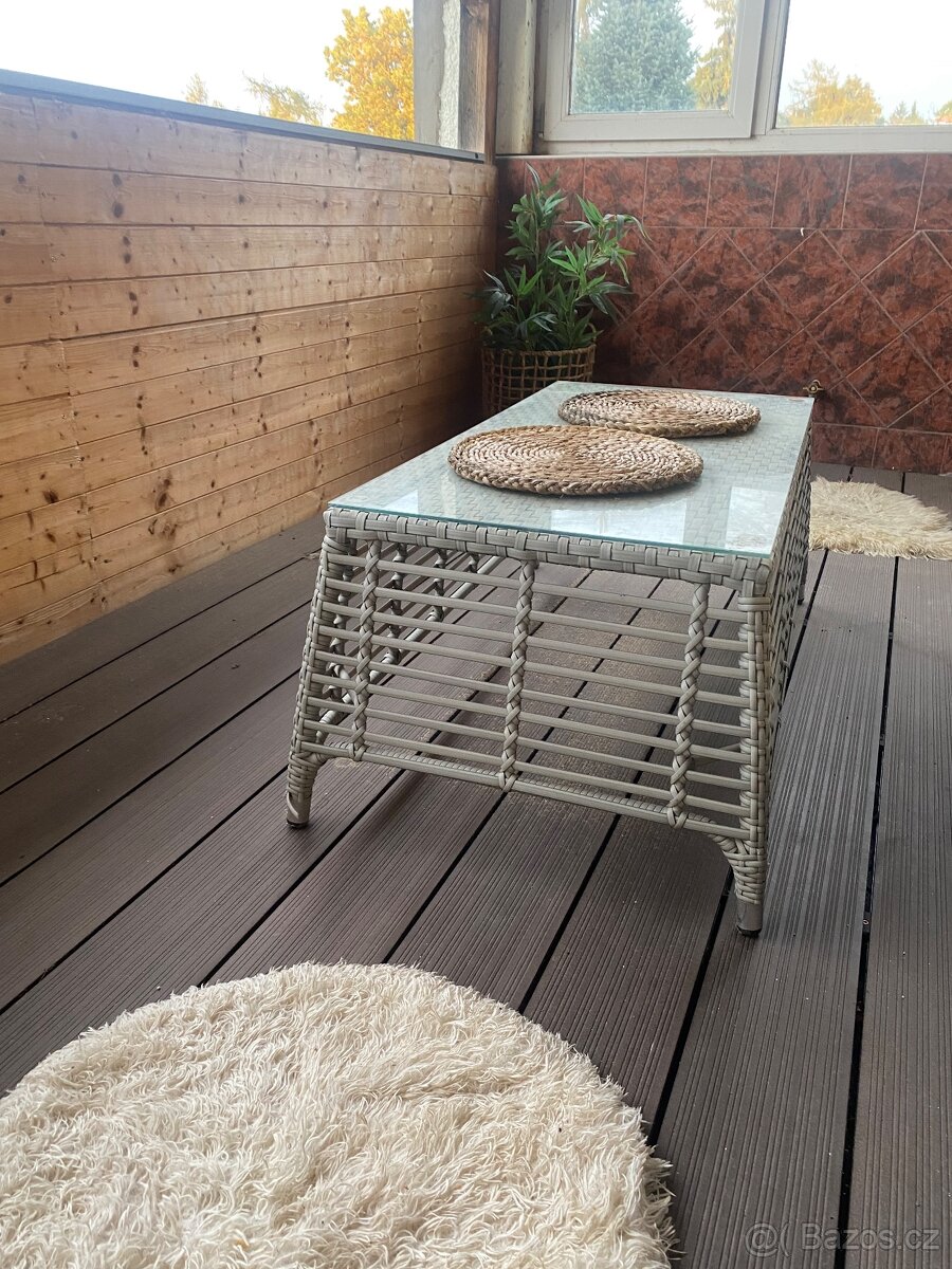 Zahradní stolek z umělého ratanu se sklem - 3