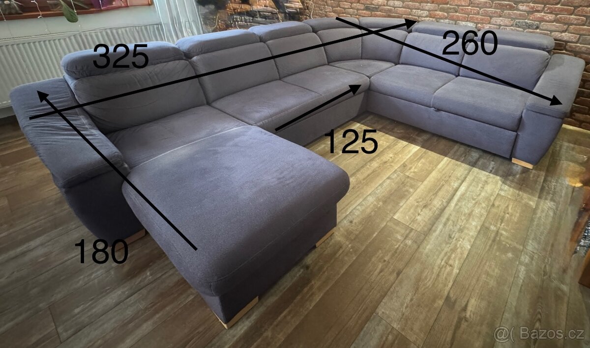 Rozkládací pohovka do U s úložným prostorem - 3