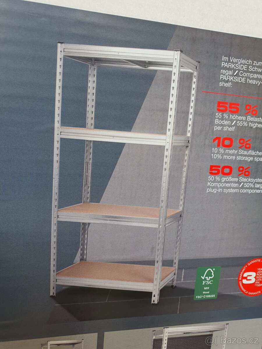 nový kovový těžký POZINK regál, 200 x 100 x 50 - 3