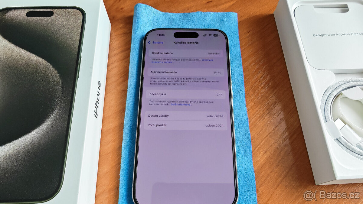 Iphone 15 pro 128GB natural titanium - baterie 94% - 3