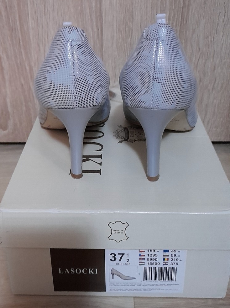 Kožené stříbrné lodičky Lasocki vel.37,5 - 3