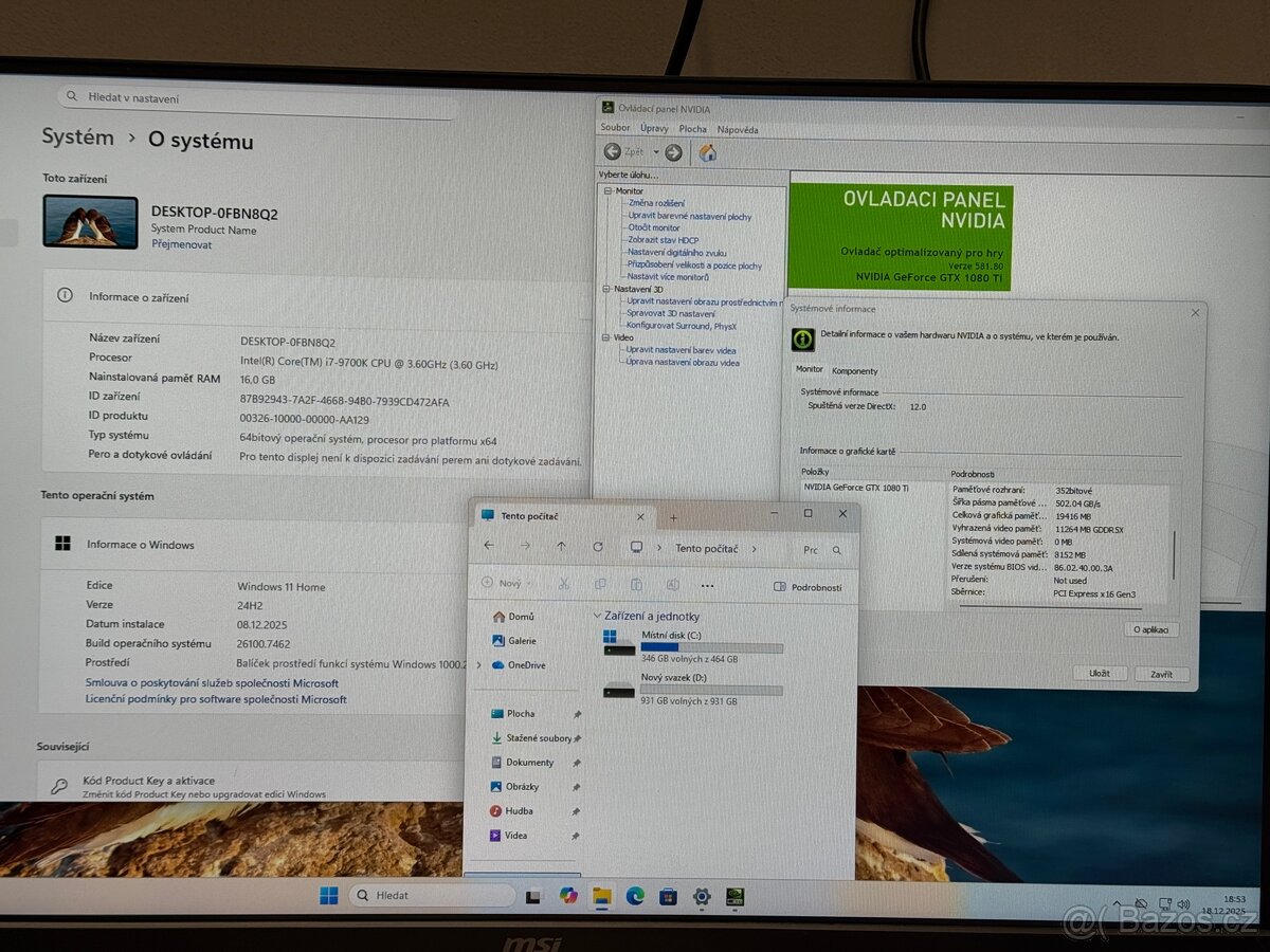Herní PC I7-9700K / GTX1080Ti 11GB / 1.5TB / 16GB - 3