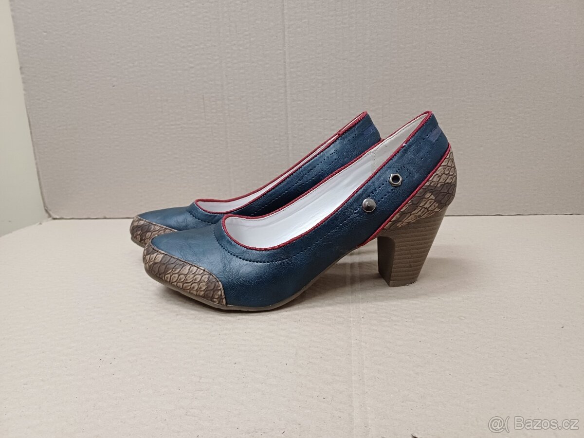 Modro hnědé lodičky vel.40 - 3