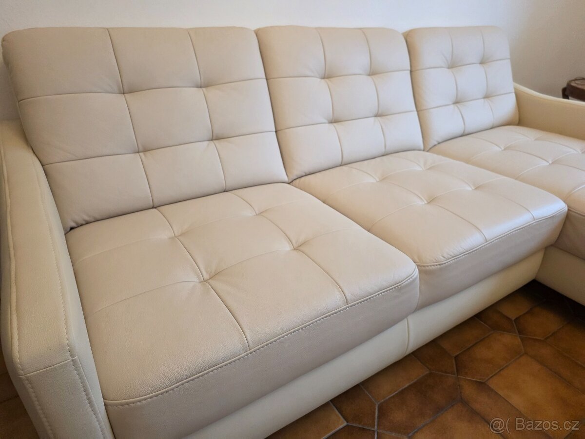 Nova kozena rozkladaci sedacka bezova - 3