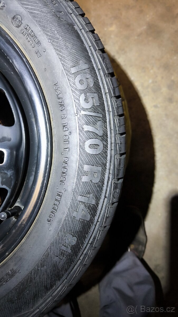 3ks plech disk + pneu 165/70 r14 5x100 - 3