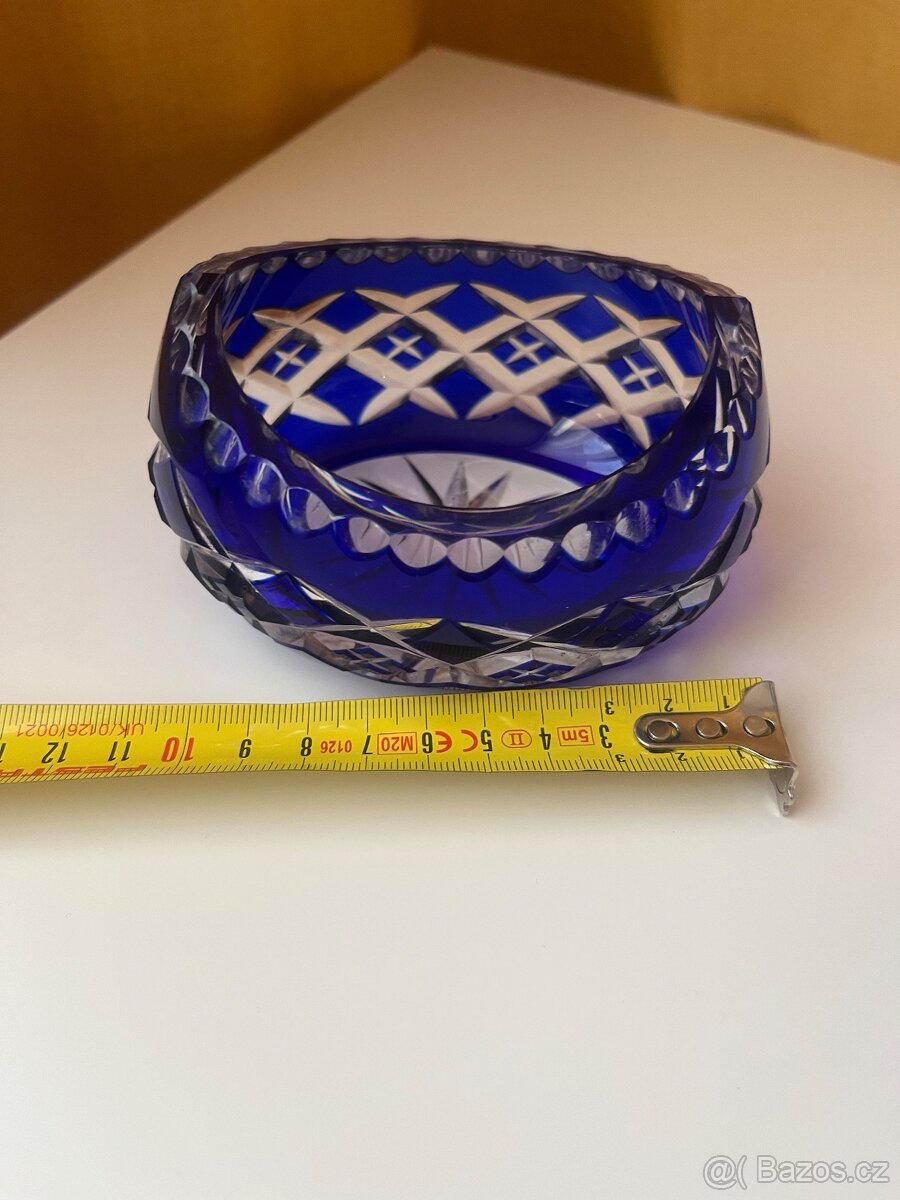 Broušená kobaltově modrá miska - 3