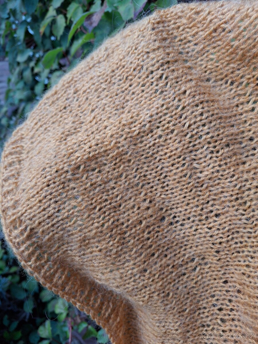 Pletený šátek hořčicové barvy - 3