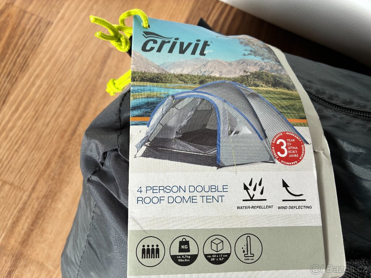 NOVÝ, extra velký stan CRIVIT pro 4 osoby 300x250x130 cm - 3