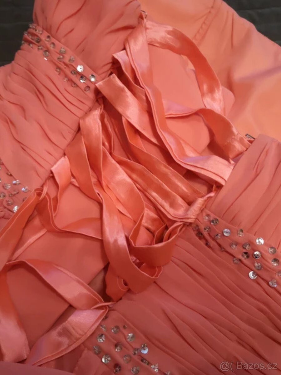 Plesové šaty meruňkové S/M - 3