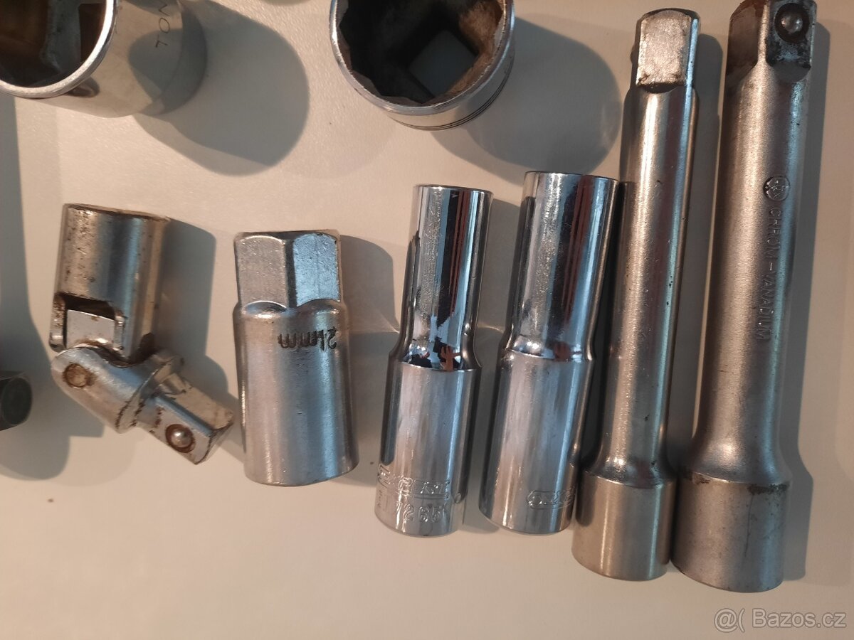 Ráčna,různé nástavce,nástrčkové ořechy 9-27 mm 27 ks, - 3