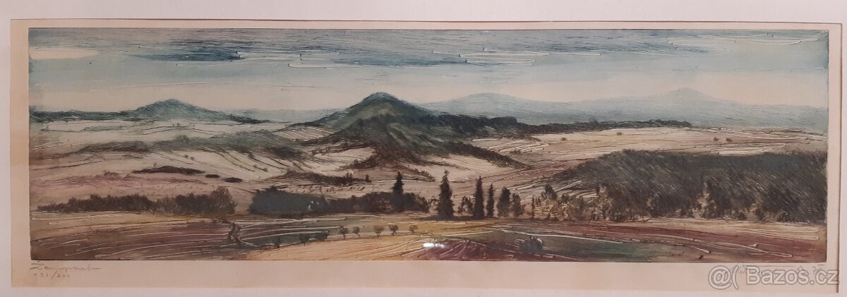 Obraz originál litografie Fusek Otto " Žampach " - 3