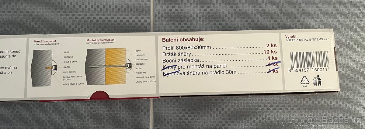 Hliníkový lodžiový sušák na prádlo FLEX - 3