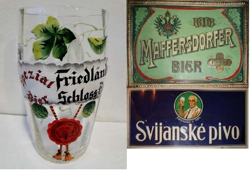 Pivní sklo, půllitry, třetinky, pivovarské cedule. - 3