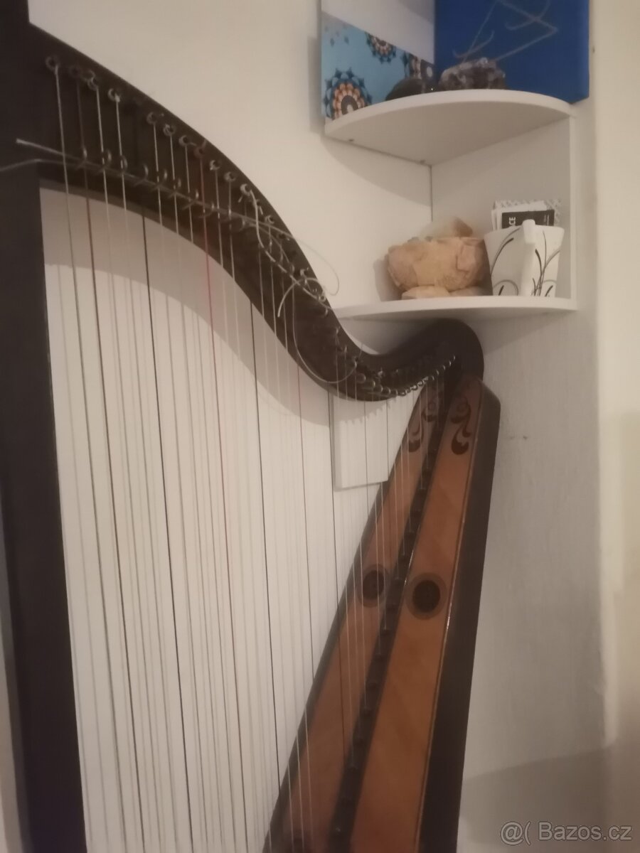 Harfa - staročeská háčková harfa originál - 3