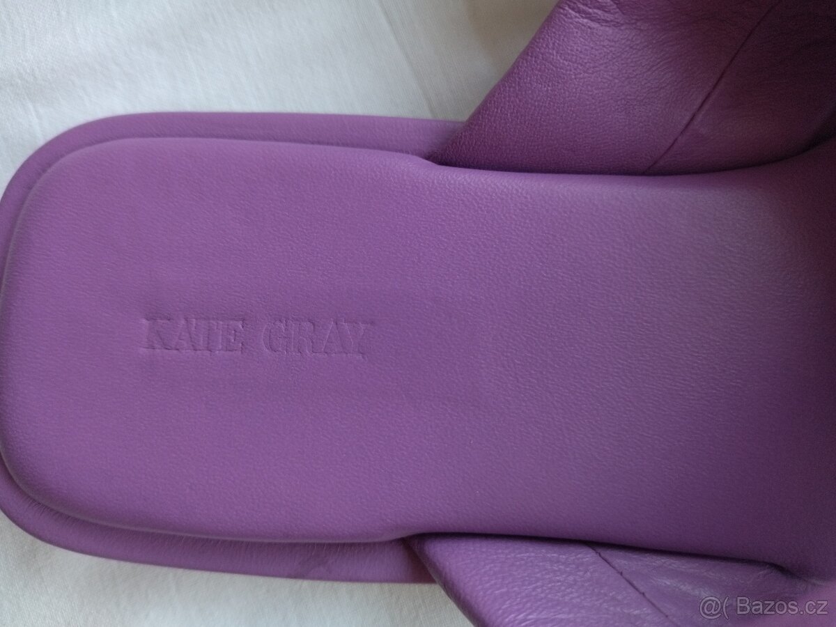 Letní nízké pantofle Kate Gray, fialová kůže, vel. 42 - 3
