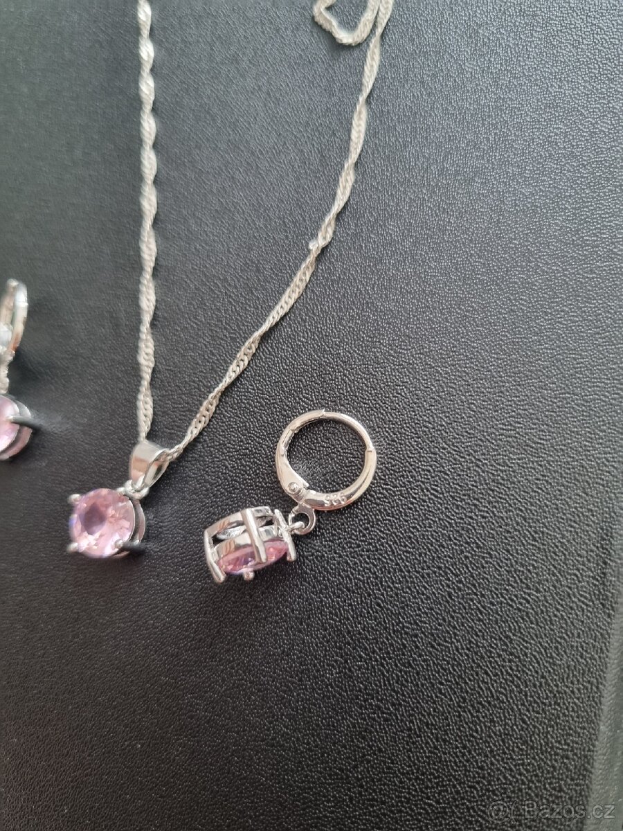 Nová dárková sada souprava šperků Růžové 925 - 3