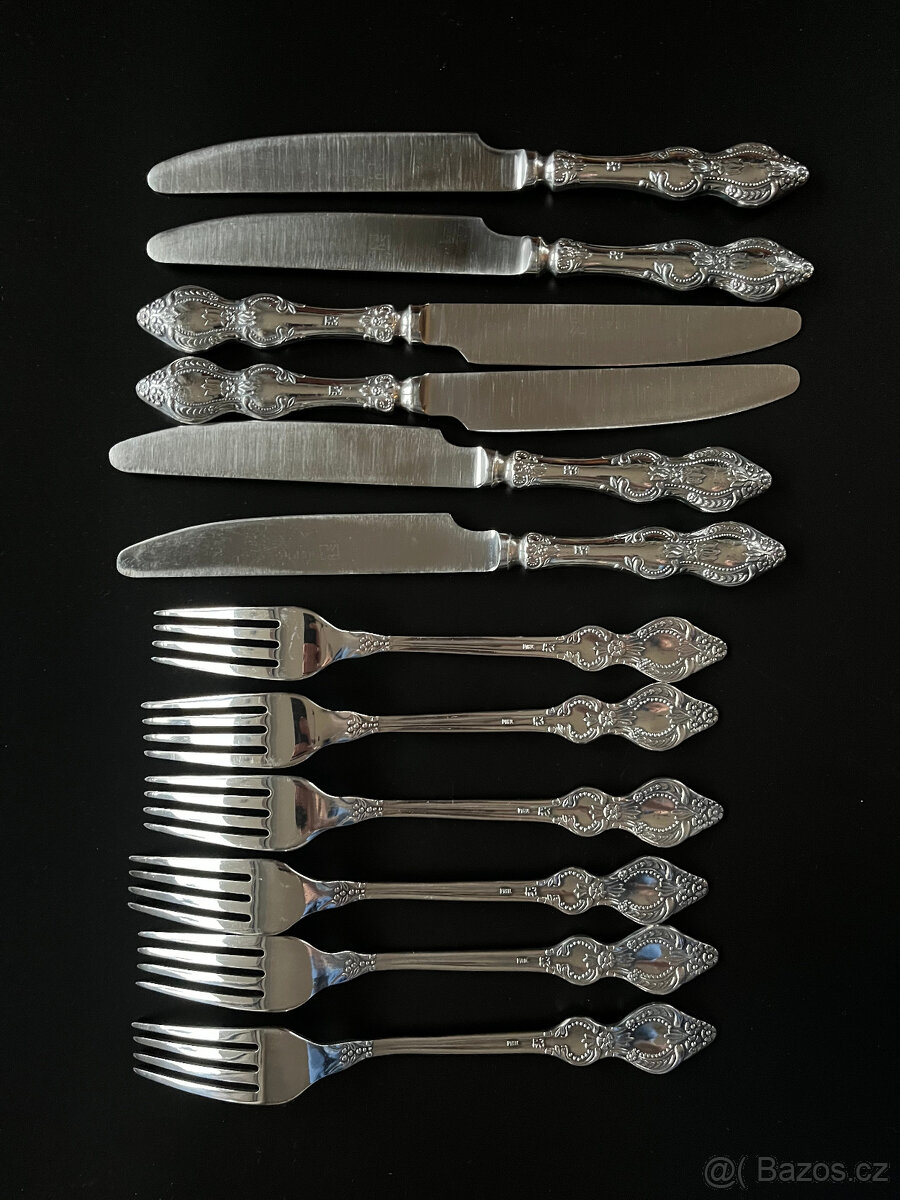 Postříbřená sada příborů 24 ks v etuji, Rusko - 3