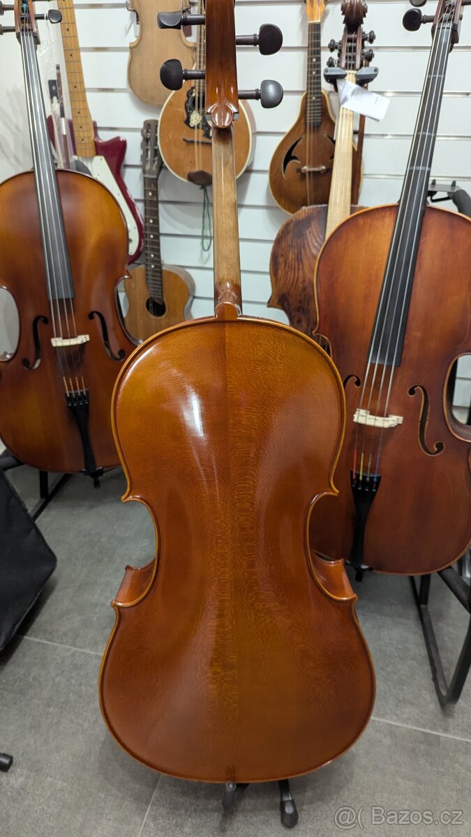 Violoncello 4/4 celomasivní nastroj, lihový lak - 3