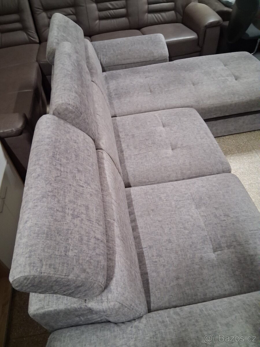 Sedačka rohová rozkládací šedivá - 3